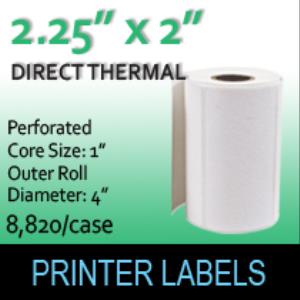 Direct Thermal Labels 2.25" x 2" Perf